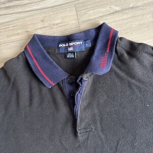 Vintage Polo Sport Ralph‎ Lauren Men's Large Polo Shirt Black Red Cotton